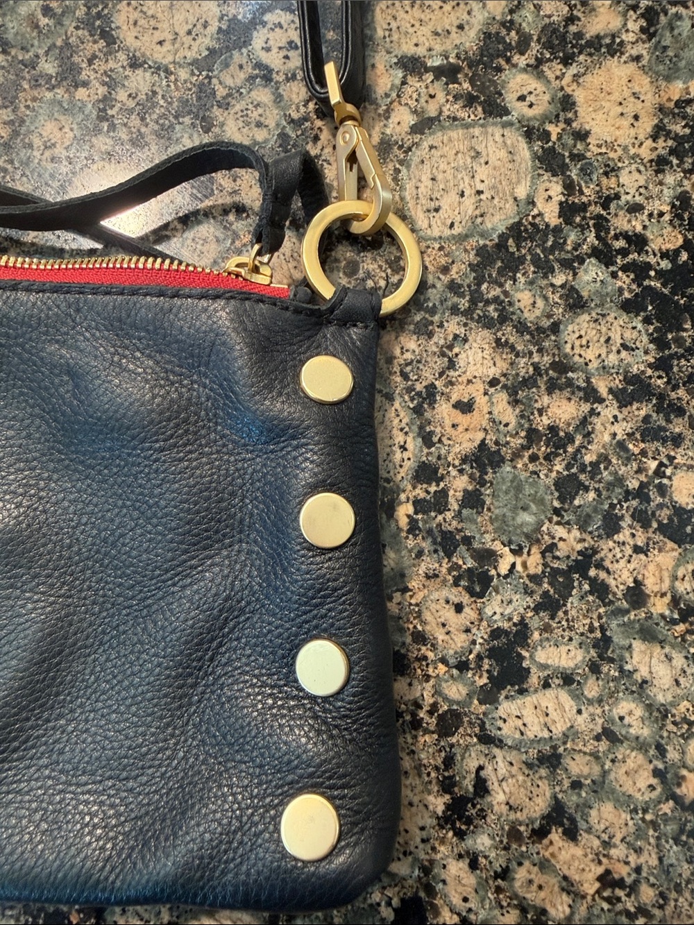 Hammitt Kyle Black Leather Crossbody with Gold Studs and Red Zip - Picture 4 of 12